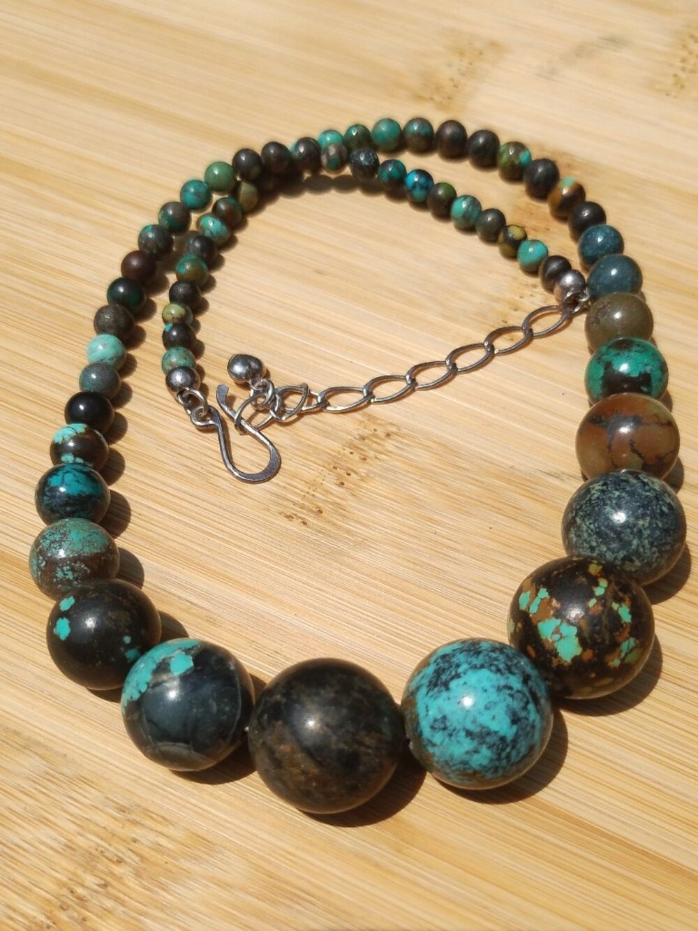 Jay King DTR mine finds Multicolor Hubei Turquoise Graduated Bead Necklace 925 S